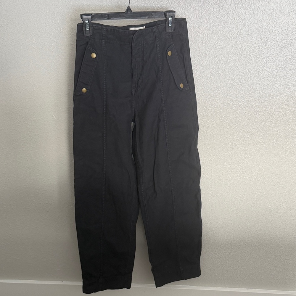 Frame Denim Black Trousers with Gold Accents